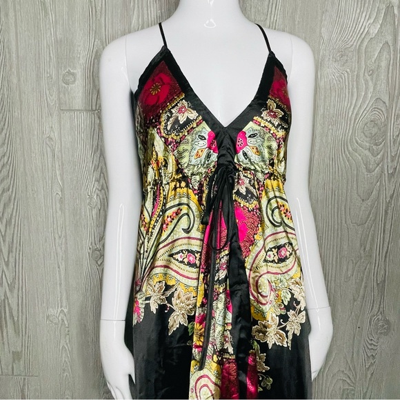 Cocoa blue Silky long sleeveless beach kimono asymmetrical handkerchief dress m - Picture 7 of 9